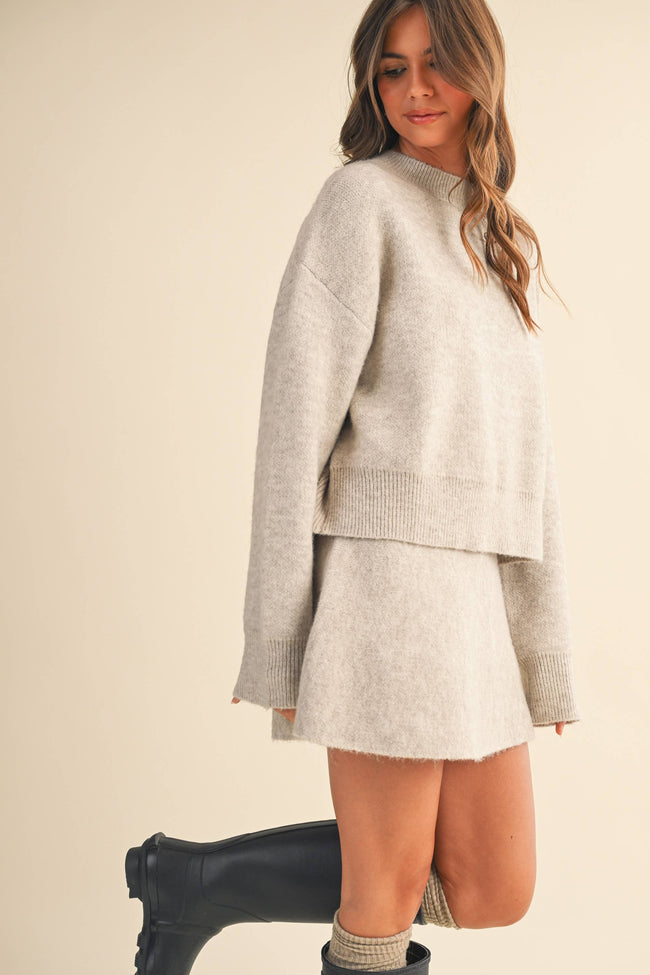 Oatmeal Sweater & Mini Skirt Set