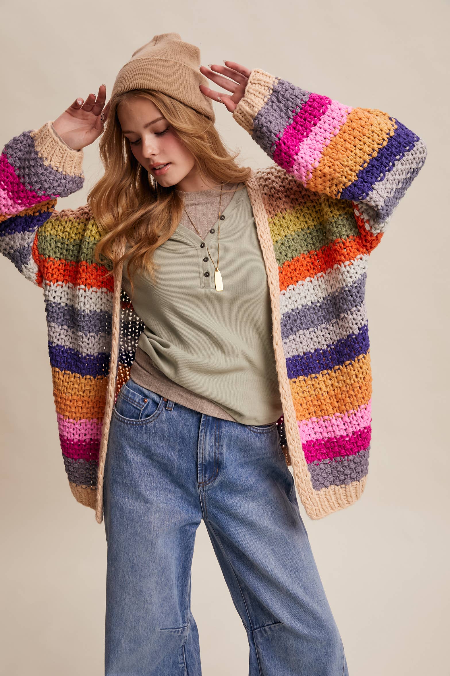 Rainbow Chunky Knit Cardigan