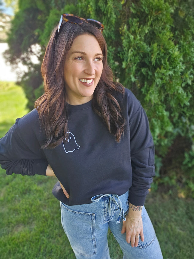 Embroidered Ghost Crewneck Sweater