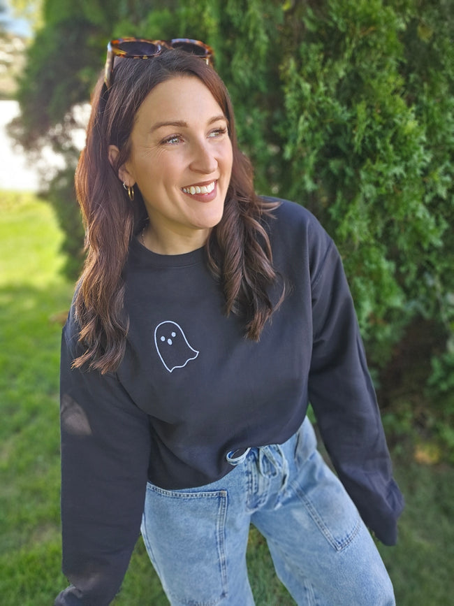 Embroidered Ghost Crewneck Sweater
