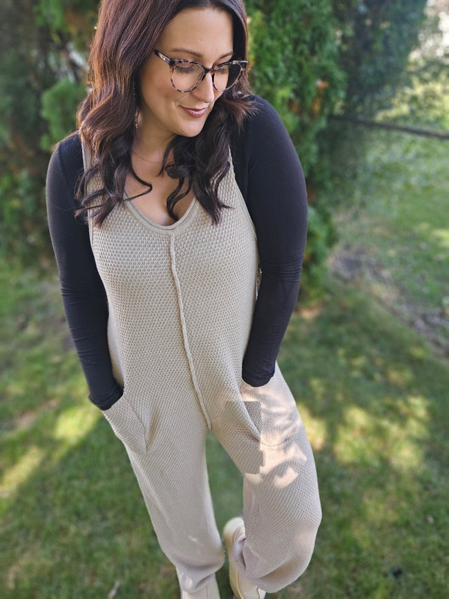 Neutral Ease Knit Jumpsuit