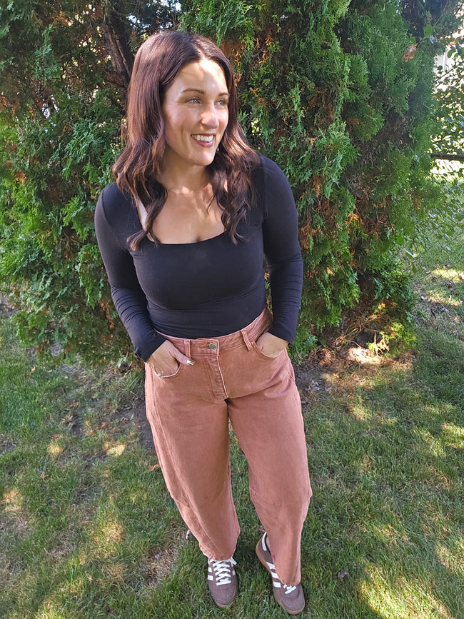 High Rise Copper Barrel Jeans