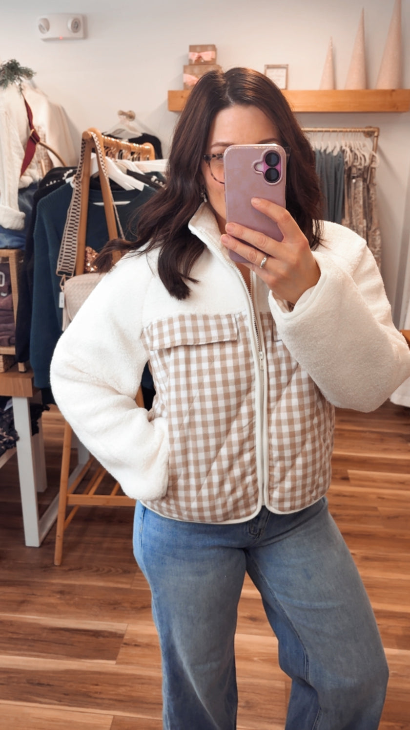 Gingham Fleece Jacket