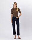 High Rise Cuffed Crop Straight Jeans