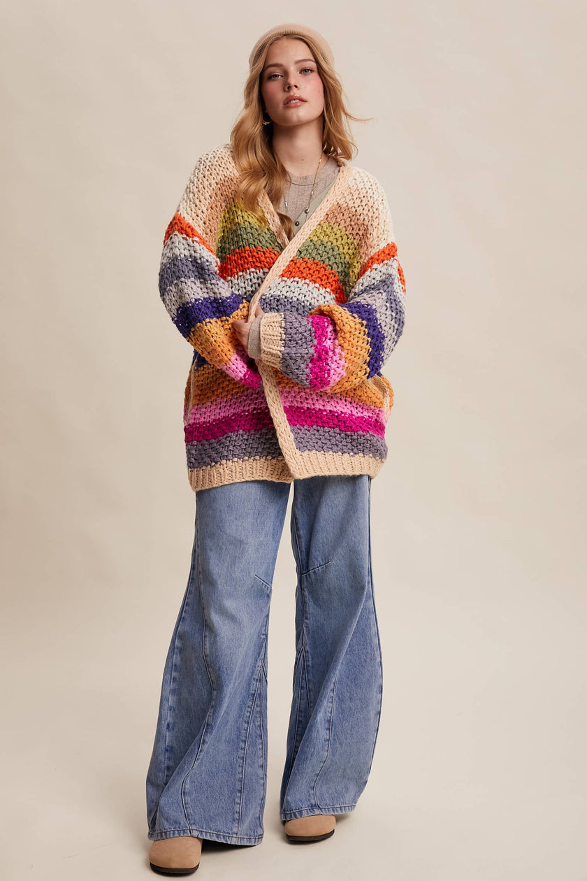 Rainbow Chunky Knit Cardigan