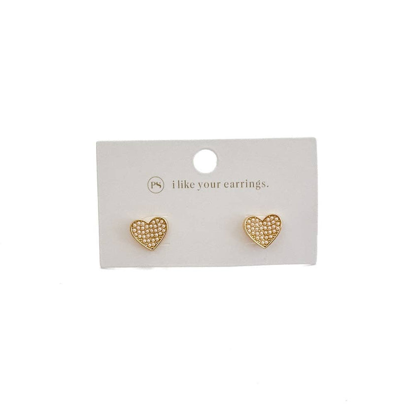 Heart of Pearls Stud Earrings