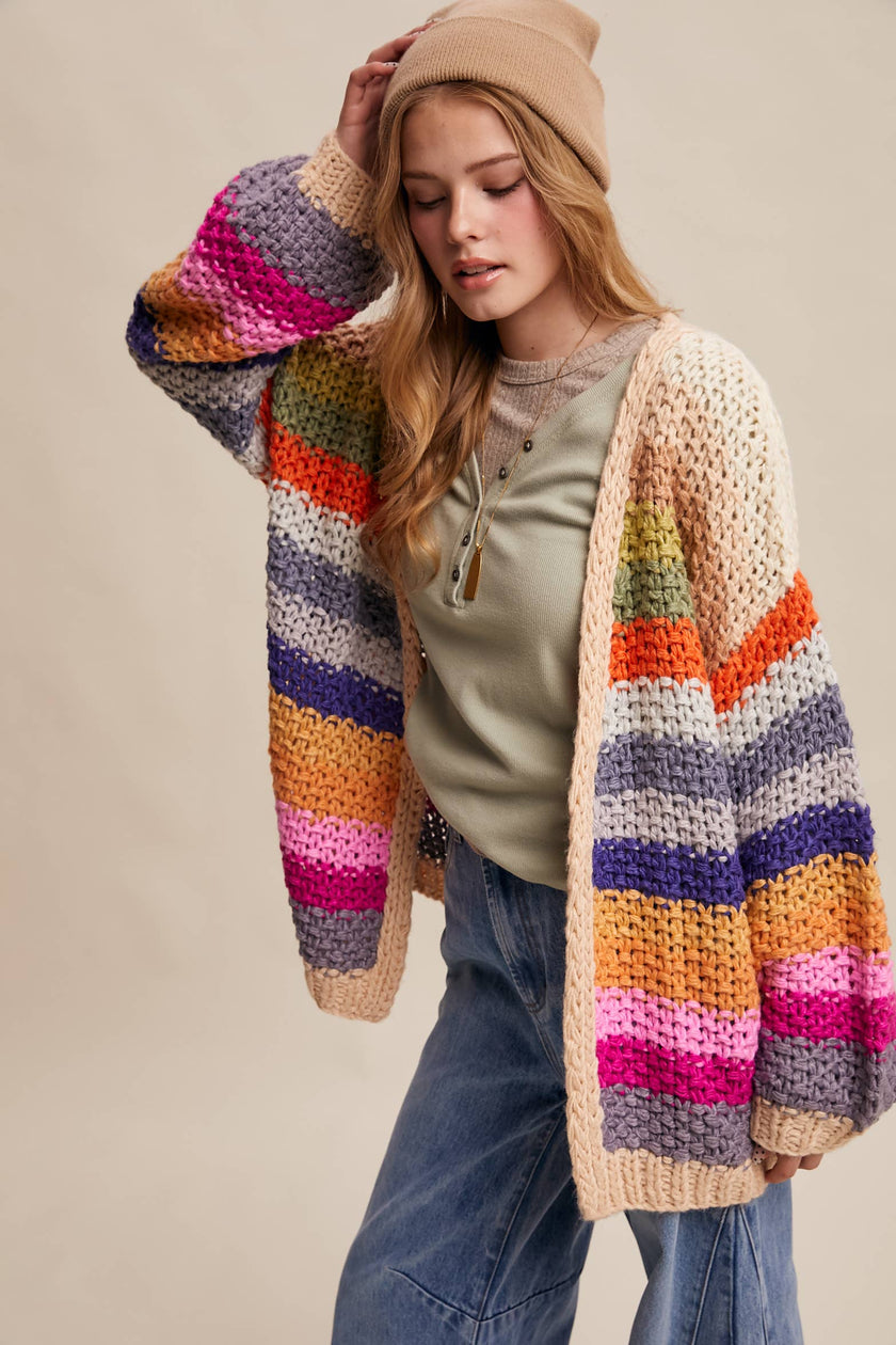 Rainbow Chunky Knit Cardigan
