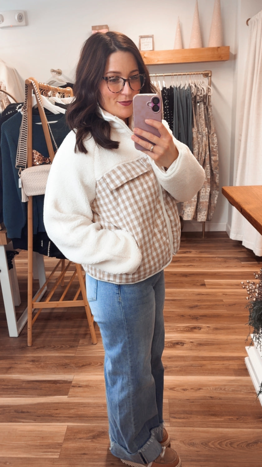 Gingham Fleece Jacket