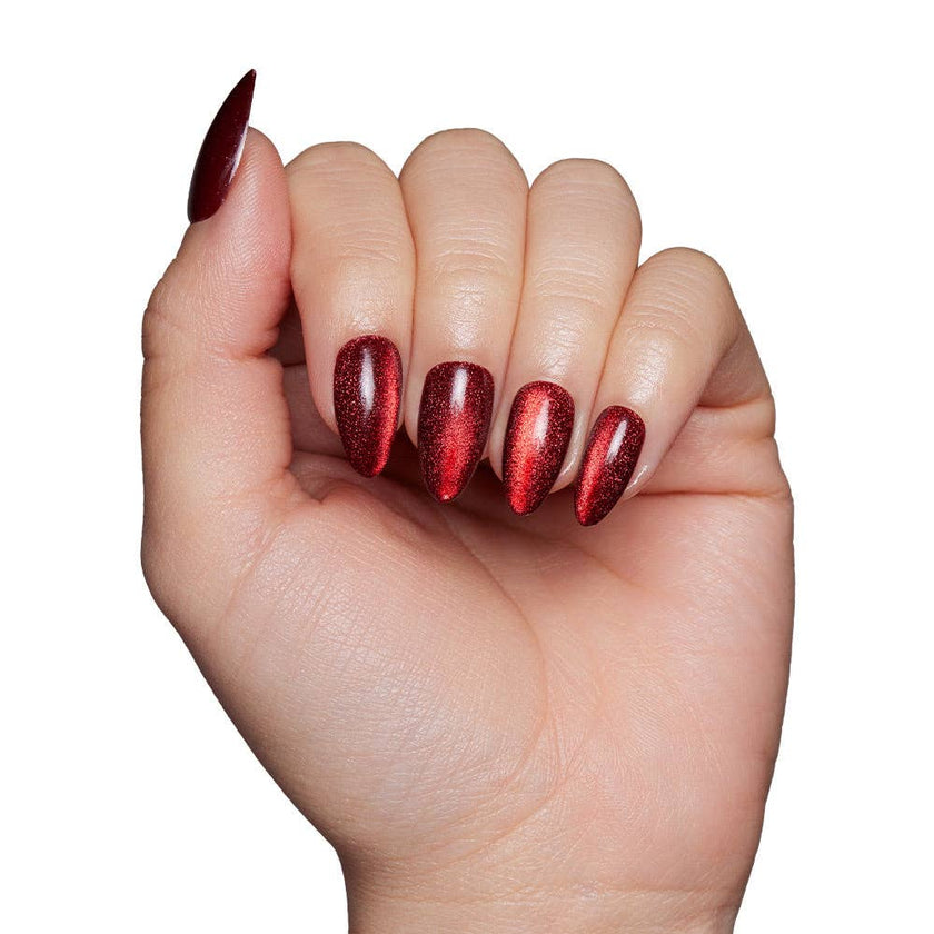 Ruby Slipper Press-On Nails | Short Almond Sparkle Red