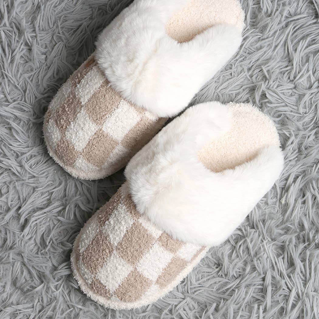 Checkered Fuzzy Slipper