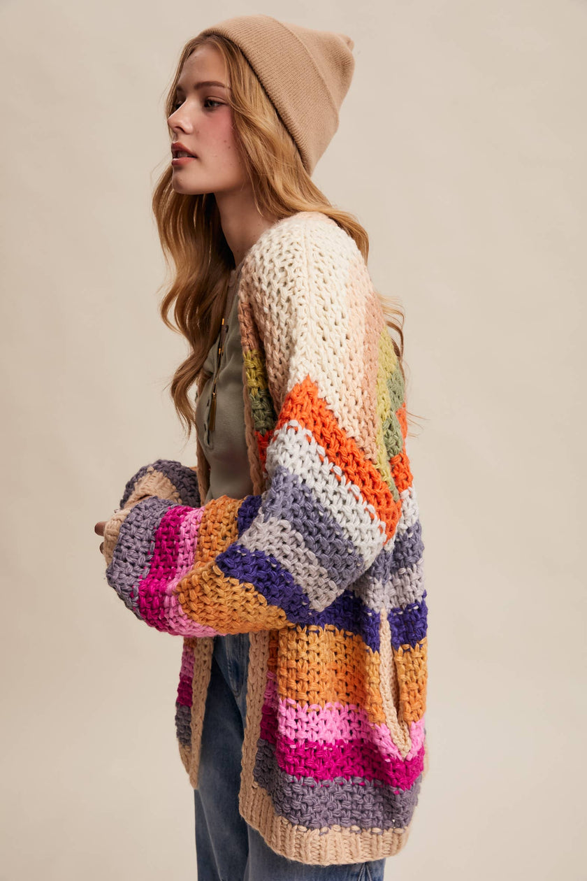Rainbow Chunky Knit Cardigan
