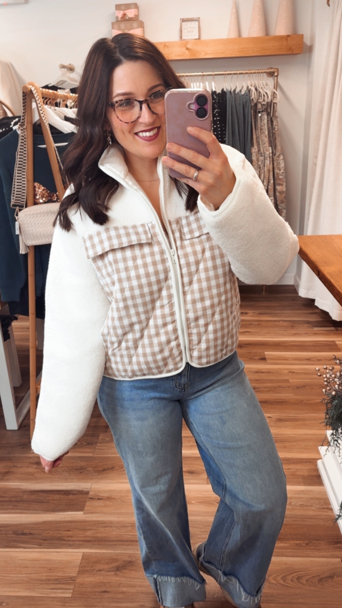 Gingham Fleece Jacket