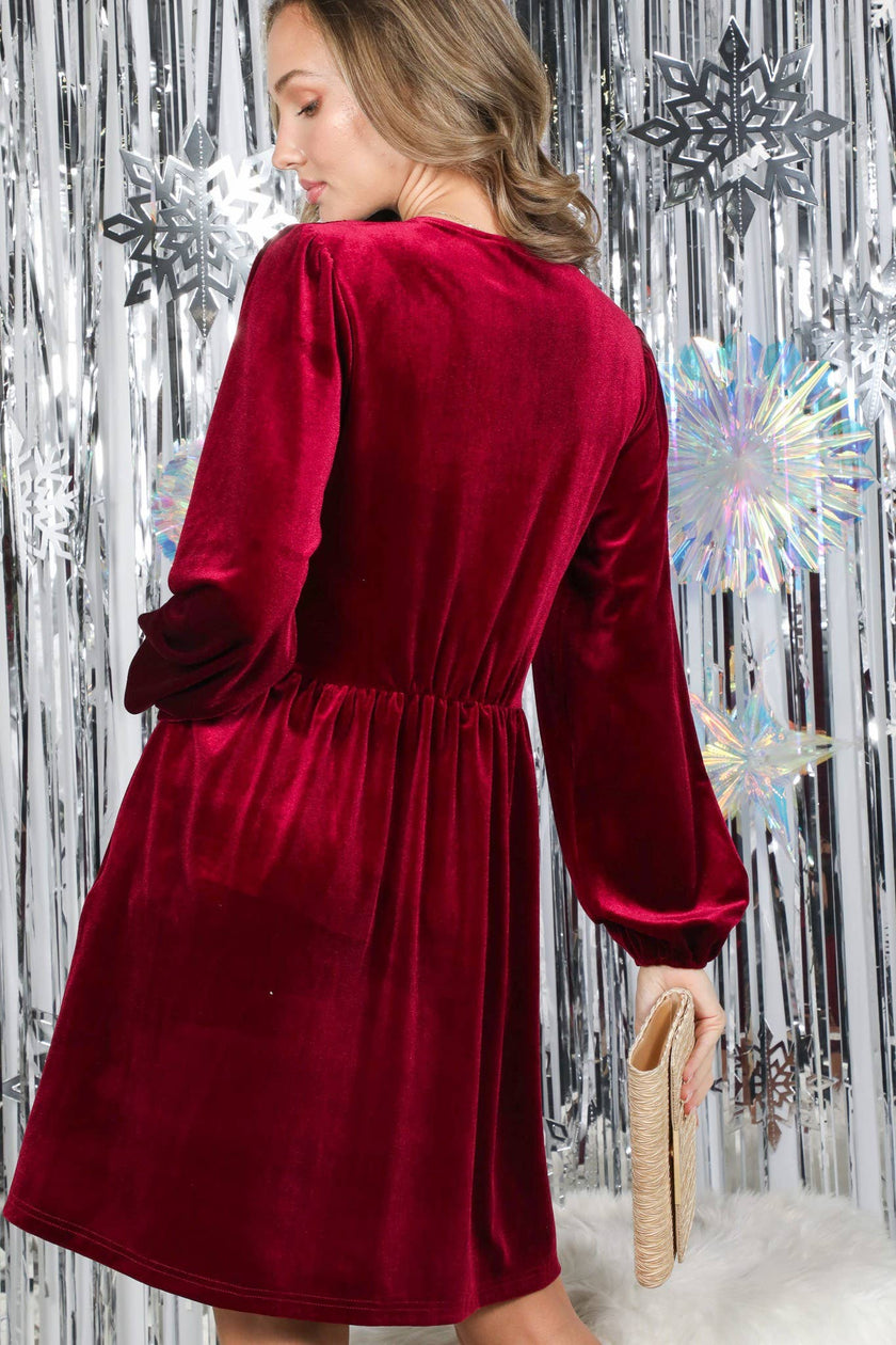 Burgundy Bliss Velvet Dress