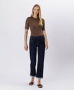 High Rise Cuffed Crop Straight Jeans