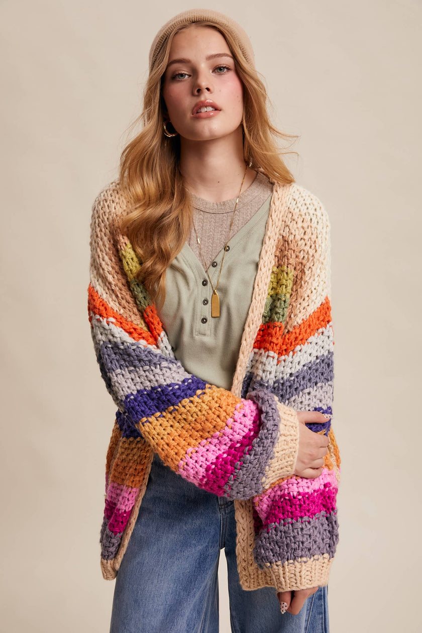 Rainbow Chunky Knit Cardigan