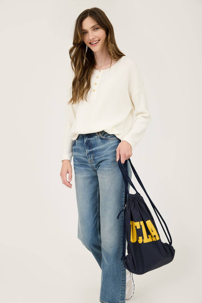 Cream Knit Henley Top