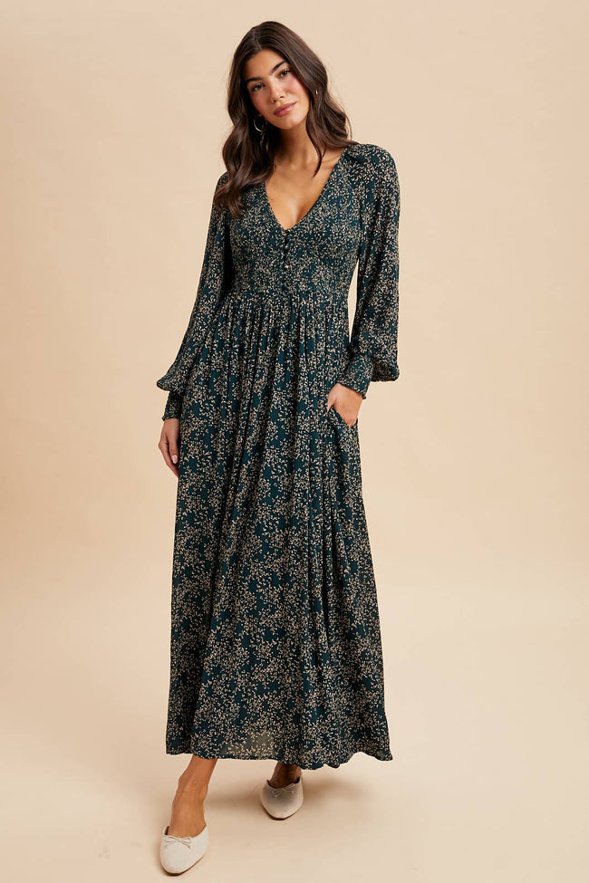 Evergreen Floral Maxi Dress
