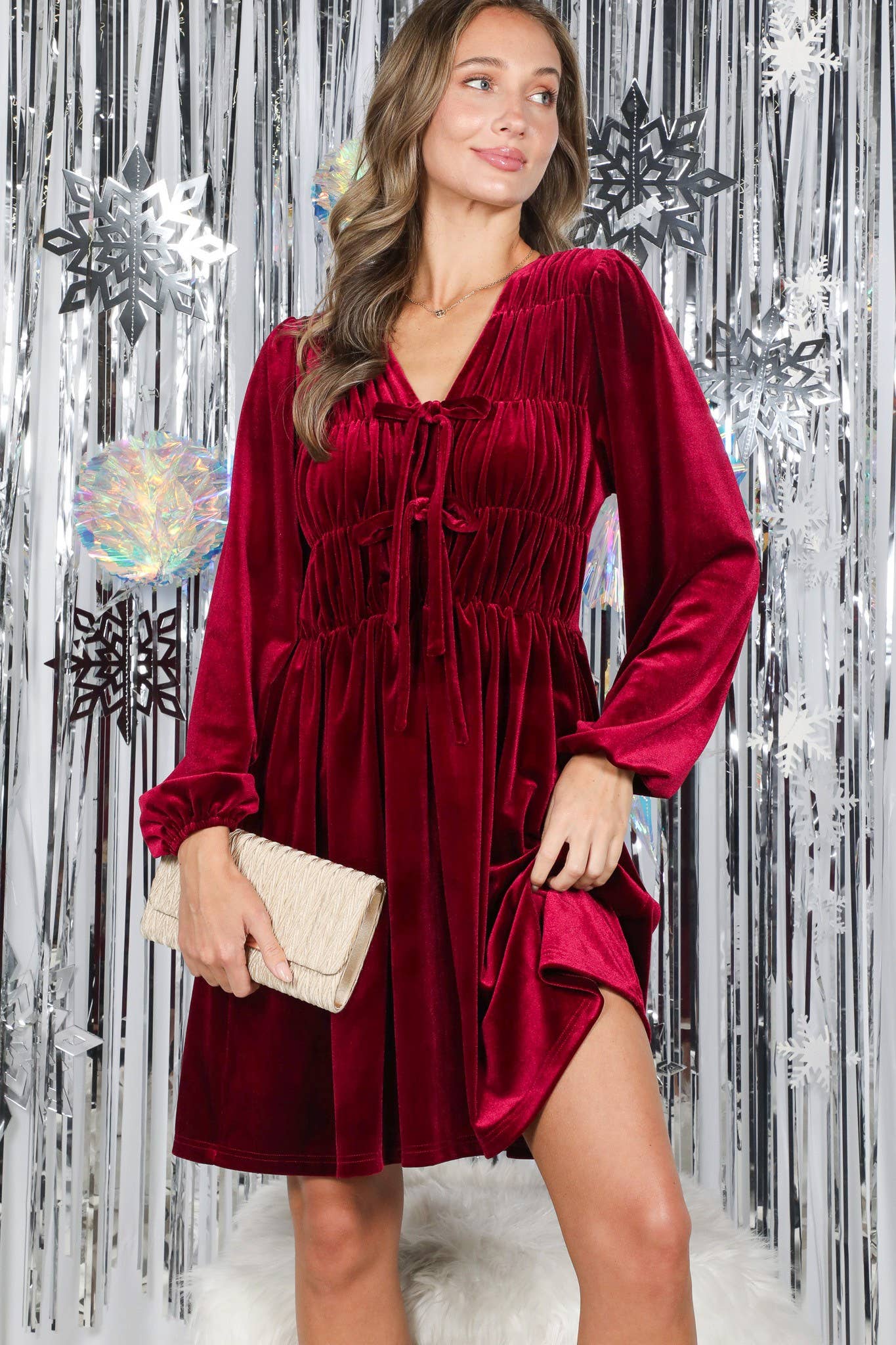 Burgundy Bliss Velvet Dress