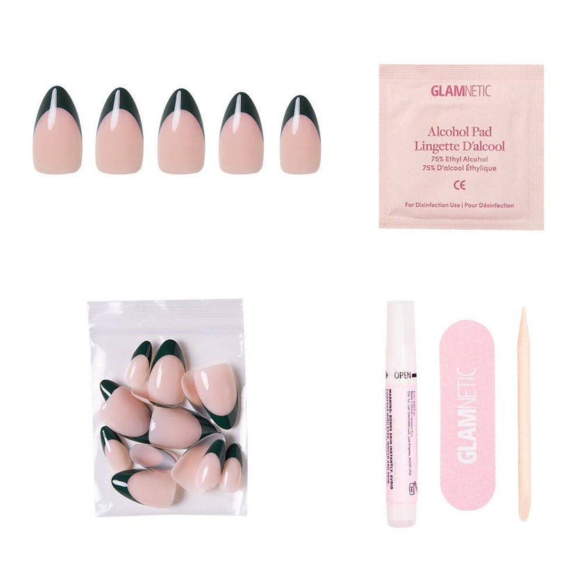 Château Press-On Nails | Green French Tip