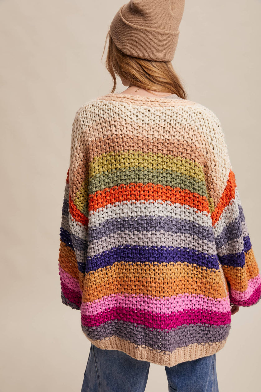 Rainbow Chunky Knit Cardigan