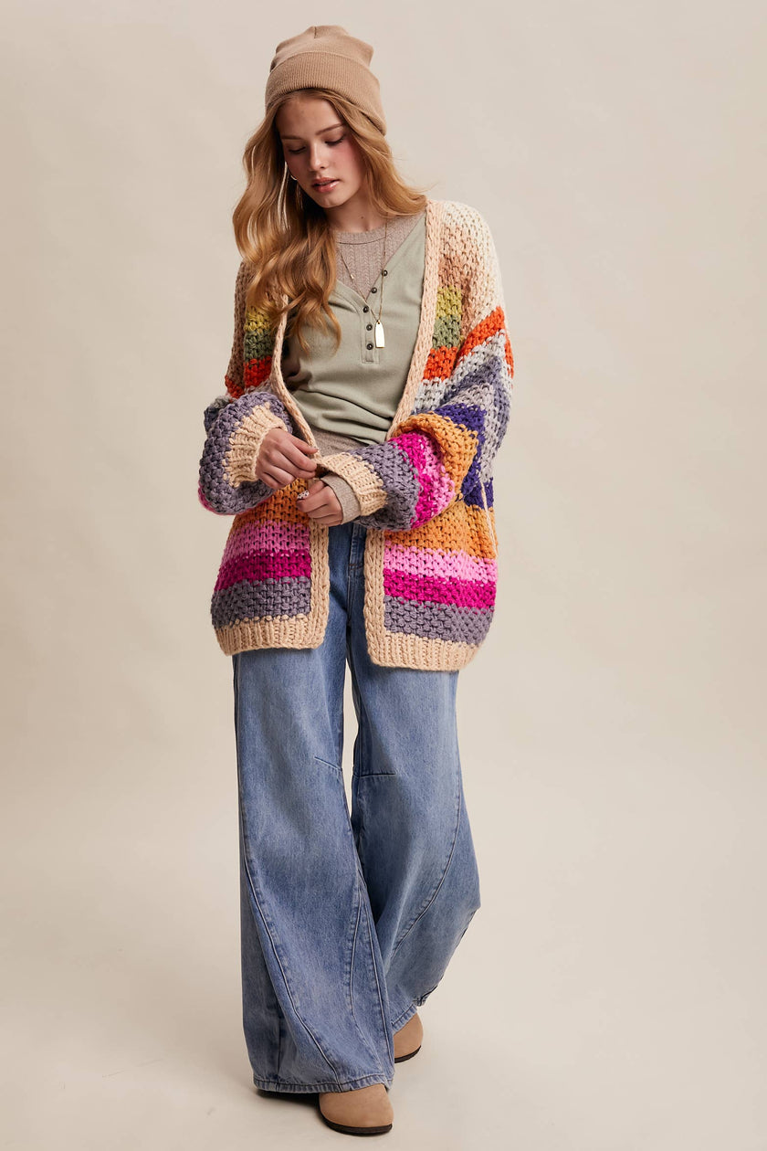 Rainbow Chunky Knit Cardigan