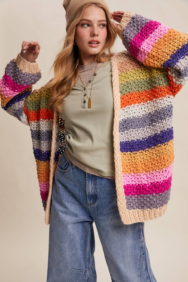 Rainbow Chunky Knit Cardigan