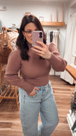 Mauve Puff Sleeve Sweater