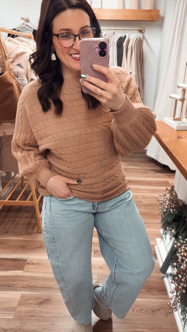 Mocha Cozy Cable Pullover