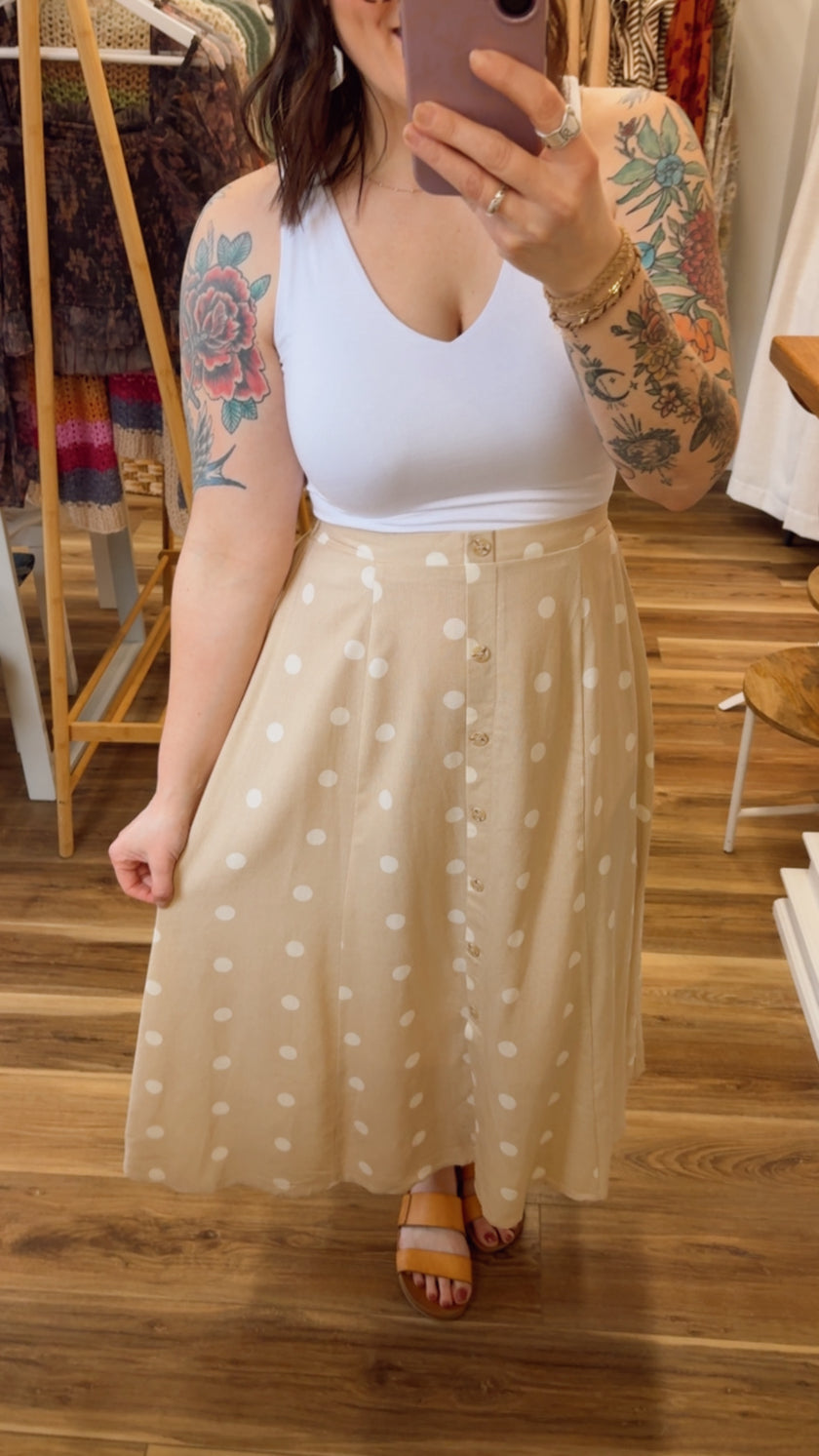 Polka Dot Midi Skirt