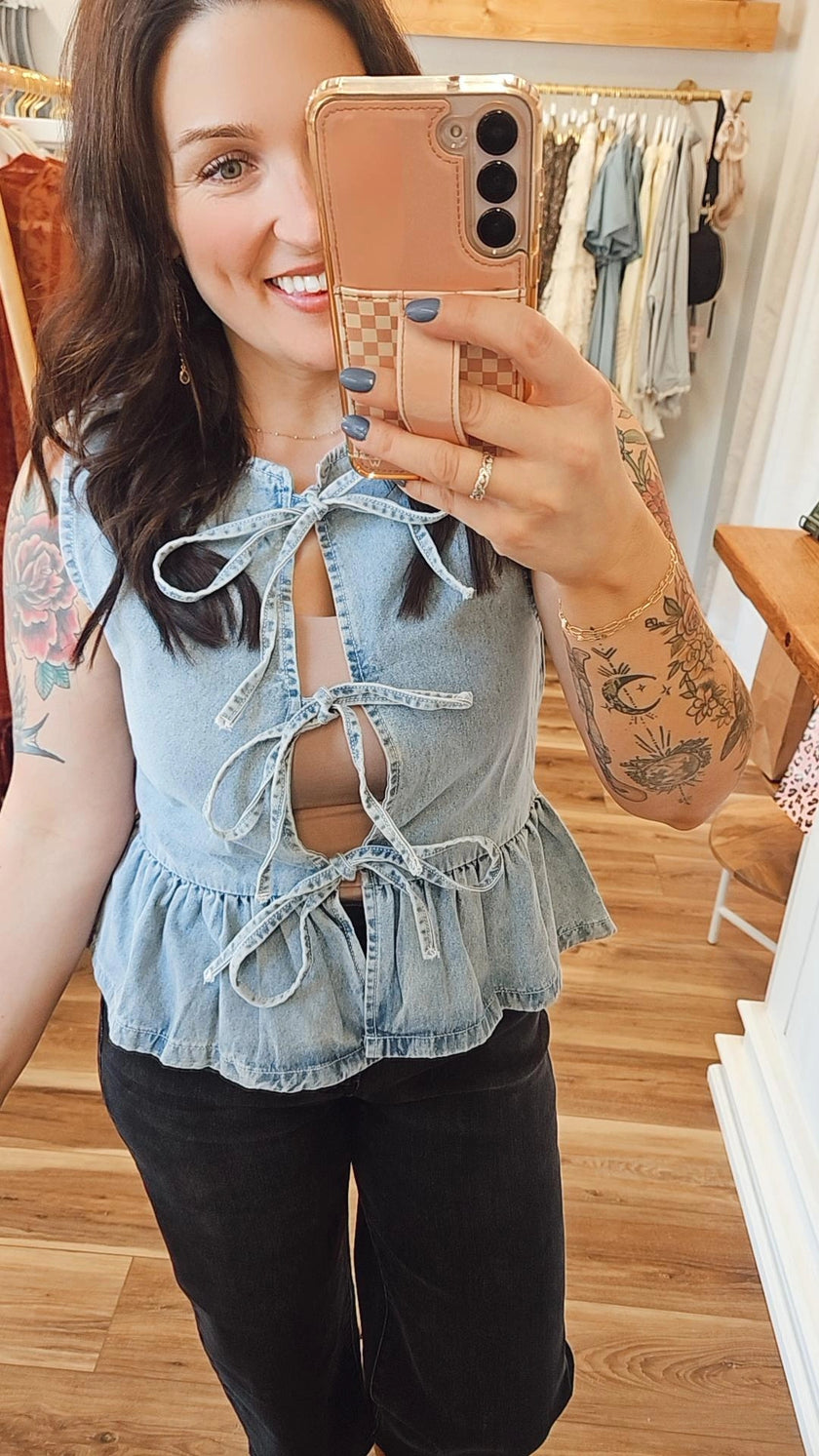 Denim Luxe Knot Tank