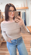 Striped Off-Shoulder Knit Top