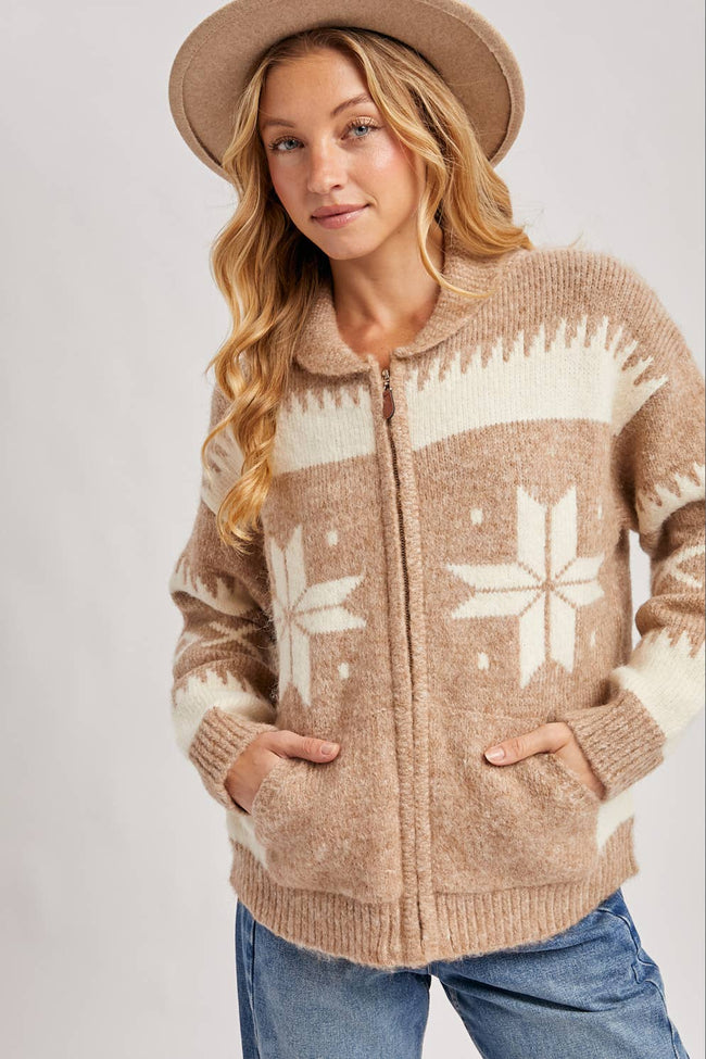 Fair Isle Zip Up Cardigan