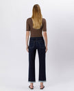 High Rise Cuffed Crop Straight Jeans
