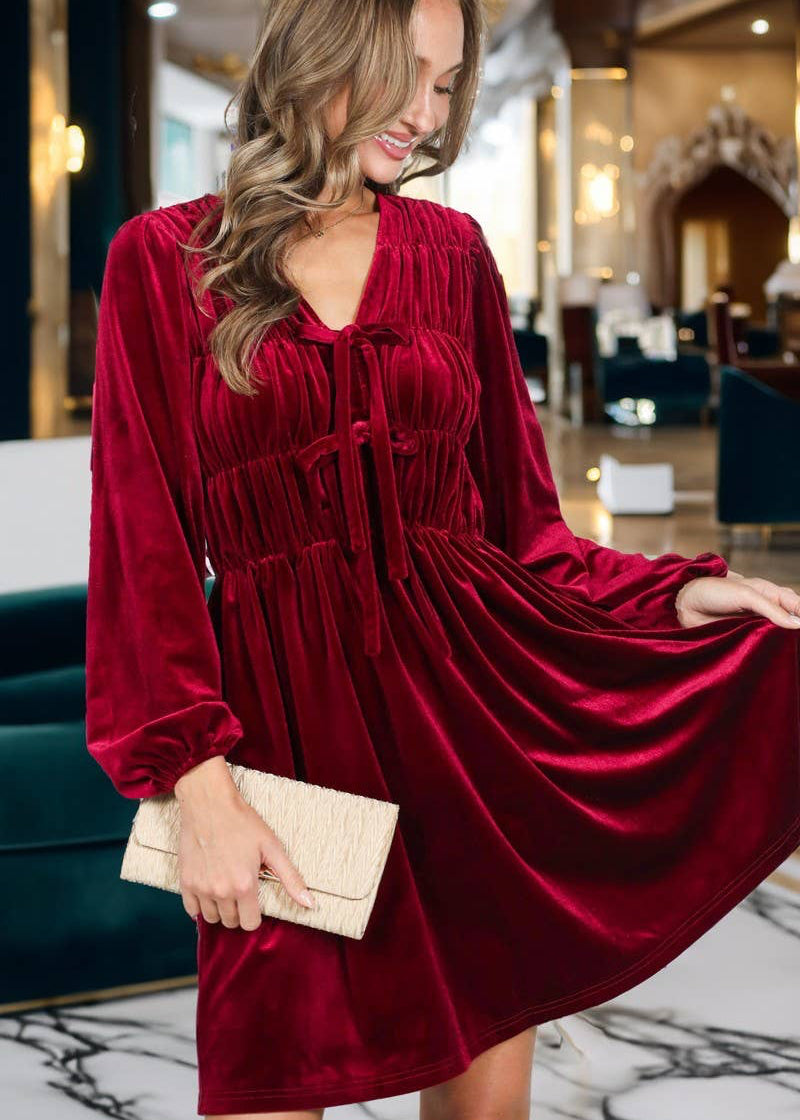 Burgundy Bliss Velvet Dress