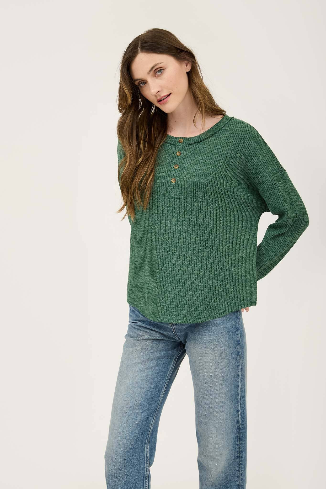 Evergreen Knit Henley Top