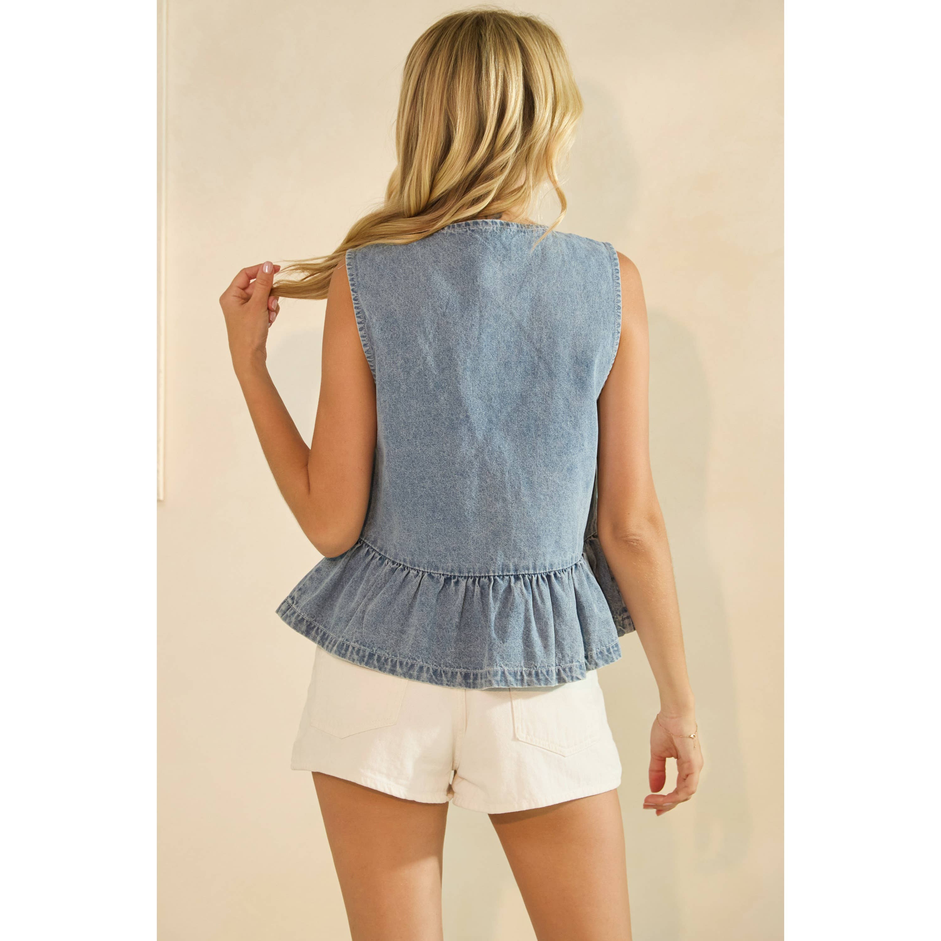 Denim Luxe Knot Tank