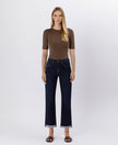 High Rise Cuffed Crop Straight Jeans