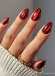 Ruby Slipper Press-On Nails | Short Almond Sparkle Red