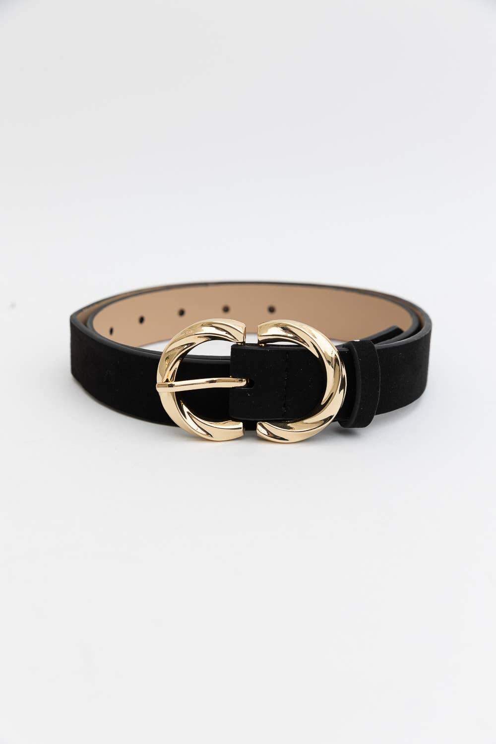 Double C Buckle Suede Belt