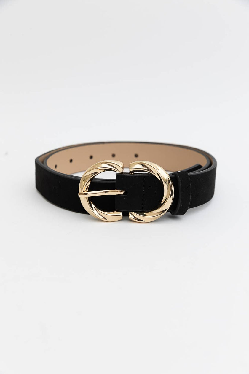 Double C Buckle Suede Belt