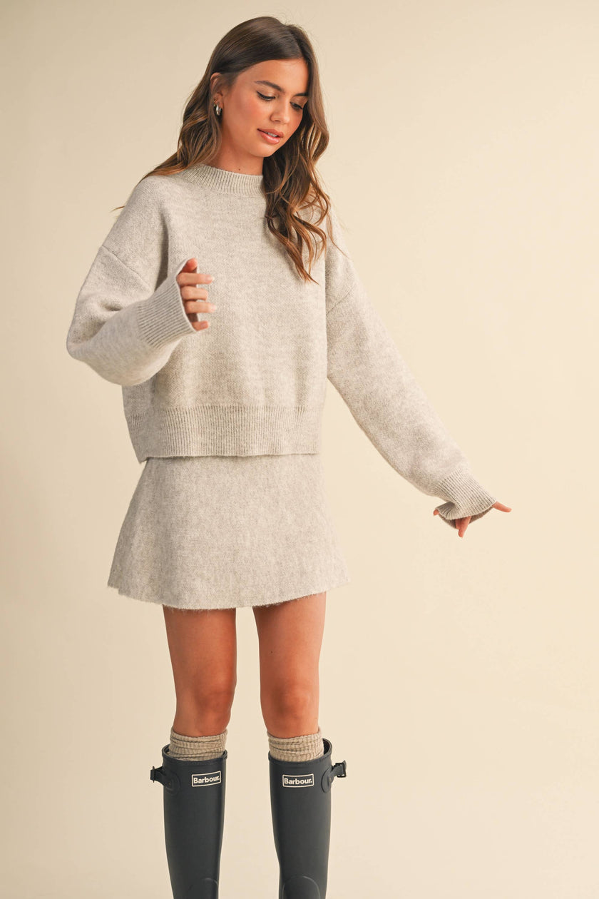 Oatmeal Sweater & Mini Skirt Set