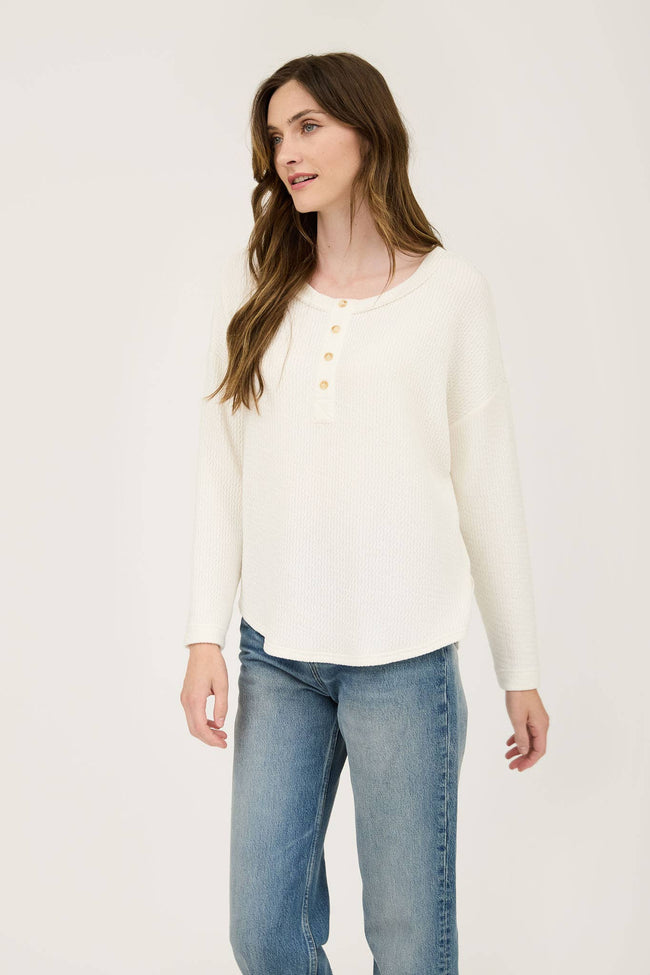 Cream Knit Henley Top