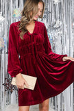 Burgundy Bliss Velvet Dress