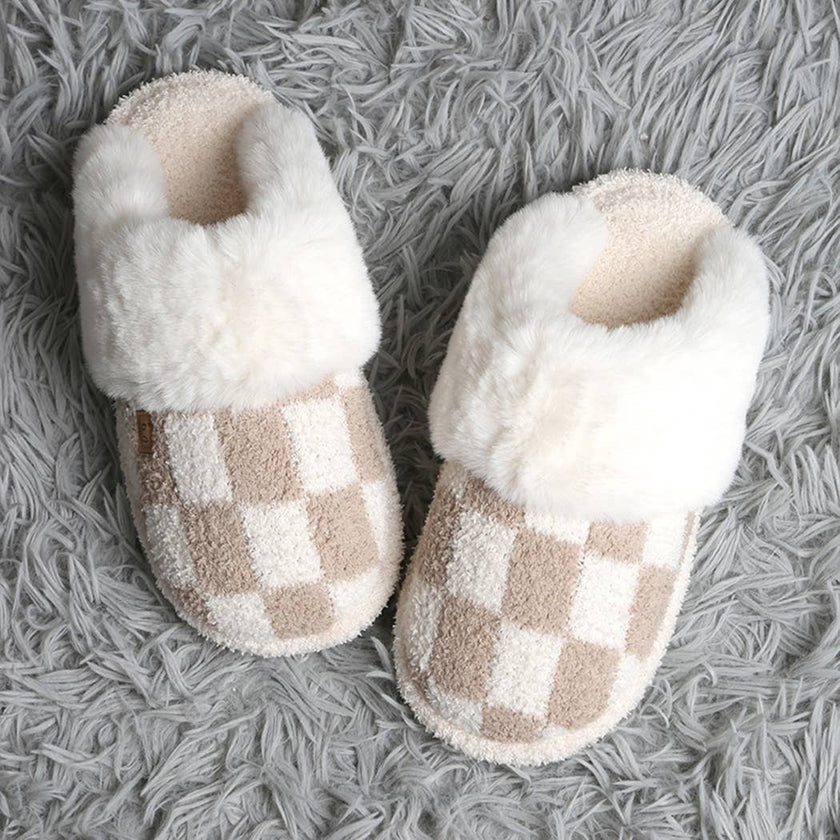 Checkered Fuzzy Slipper